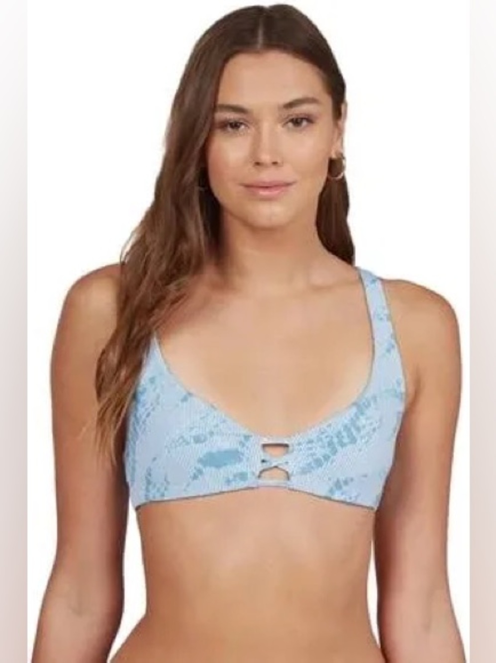 Roxy Sea & Waves Reversible Print Blue & White Stripe Bikini Top Size L